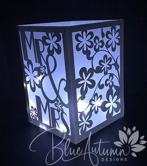 mrandmrs-lit Table Lantern with Fairy Lights