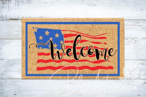 welcome-patriotic-three-color Patritotic Welcome Doormat